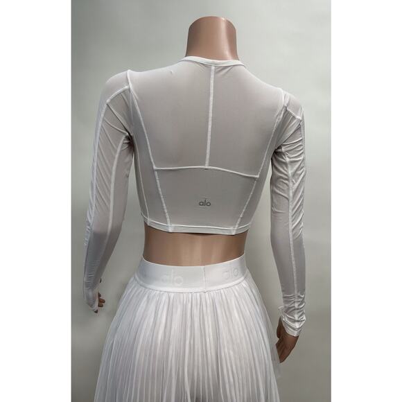 Striped High Neck Long Sleeved Crop Top - Picture 2 of 3